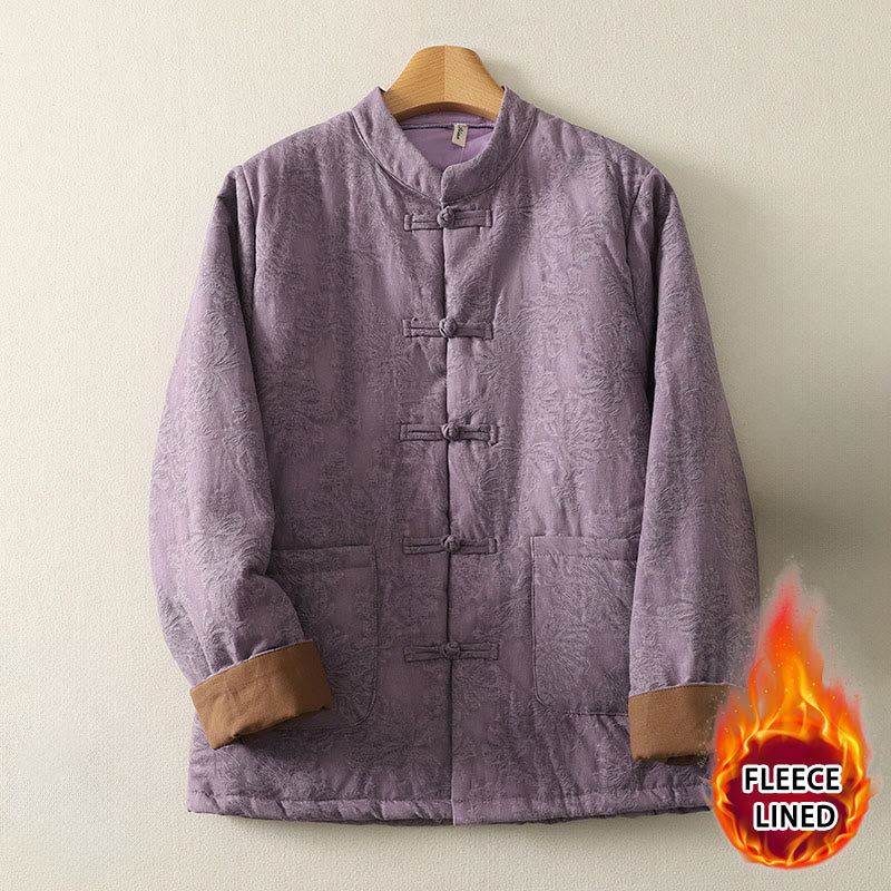 Buddha Stones Women's Solid Color Frog-Button Design Long Sleeve Cotton Jacket With Pockets - MediumOrchid - US8-10,UK/AU12-14,EU40-42 (XL) - image 0