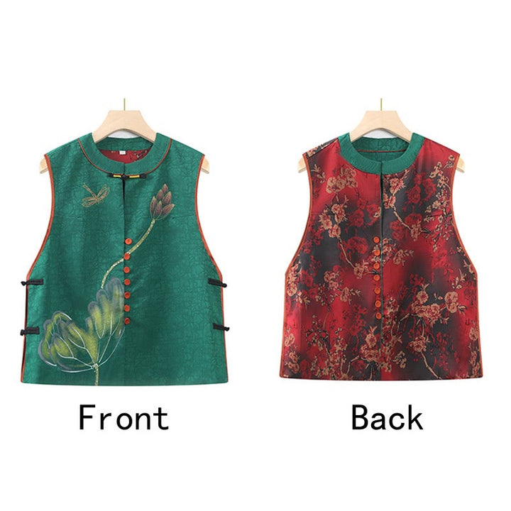 Buddha Stones Vintage Embroidery Jacquard Weave Flower Pattern Vest - image 12