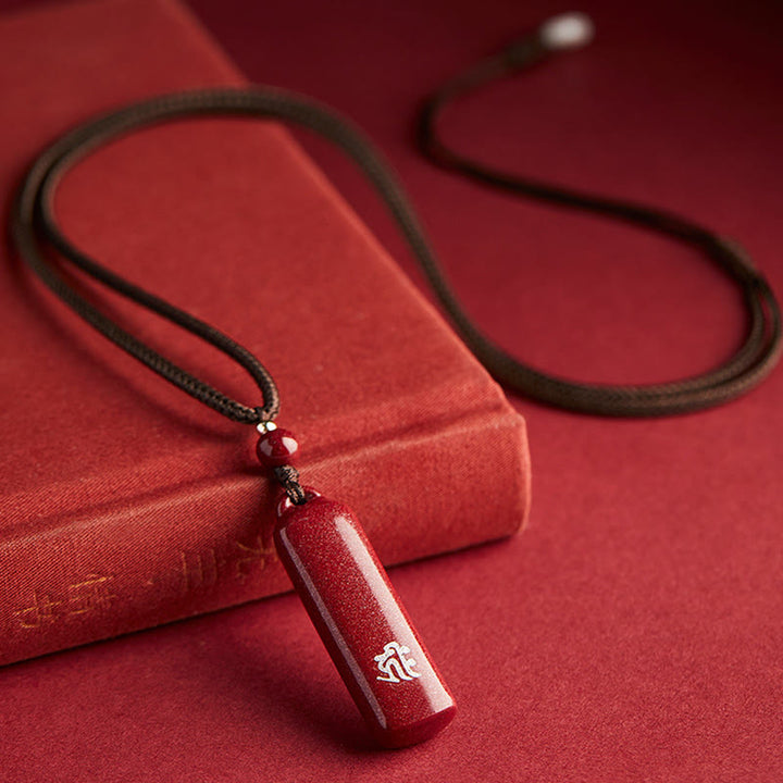 Chinese Zodiac Natal Buddha Cinnabar Amulet Protection String Necklace Pendant - image 4