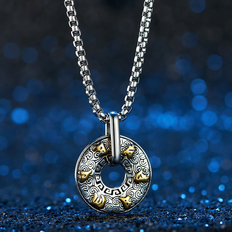 Buddha Stones Tibetan Om Mani Padme Hum Peace Buckle Creativity Necklace Pendant - image 4