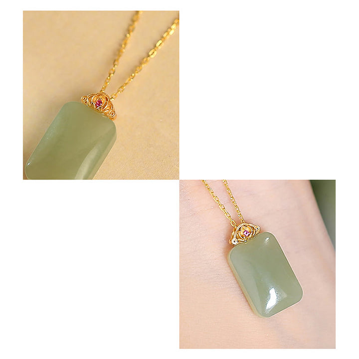 925 Sterling Silver Natural Hetian Jade Cyan Jade Luck Laughing Buddha Butterfly Necklace Pendant - image 46