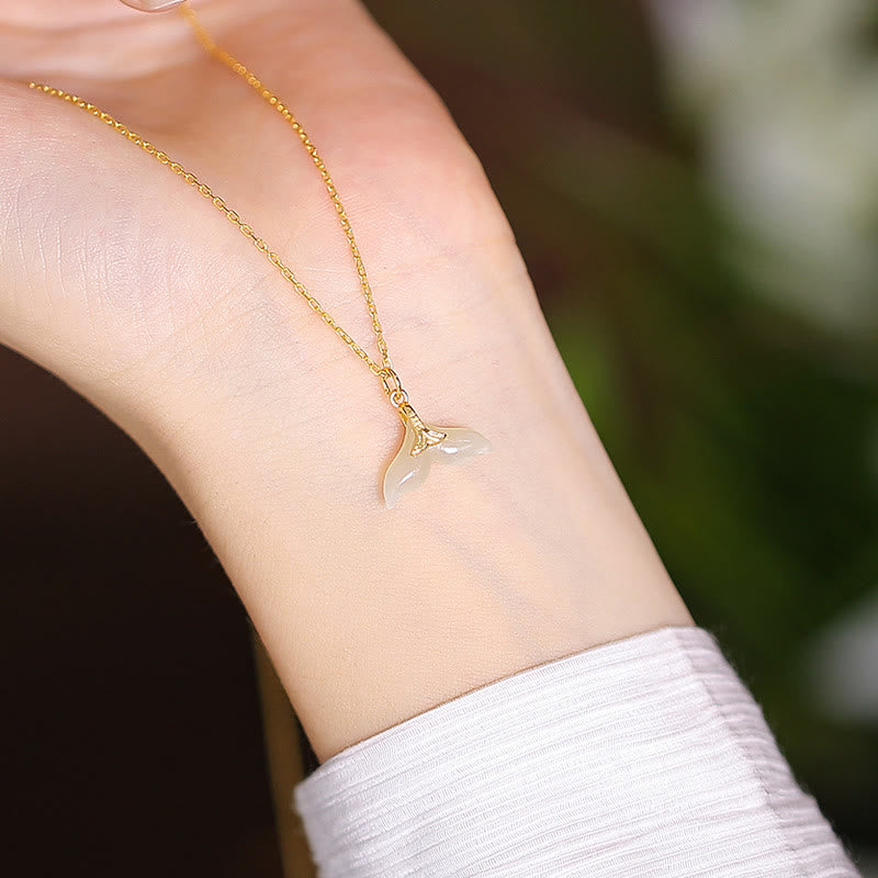 925 Sterling Silver Natural Hetian Jade Cyan Jade Luck Laughing Buddha Butterfly Necklace Pendant - Fishtail - image 26