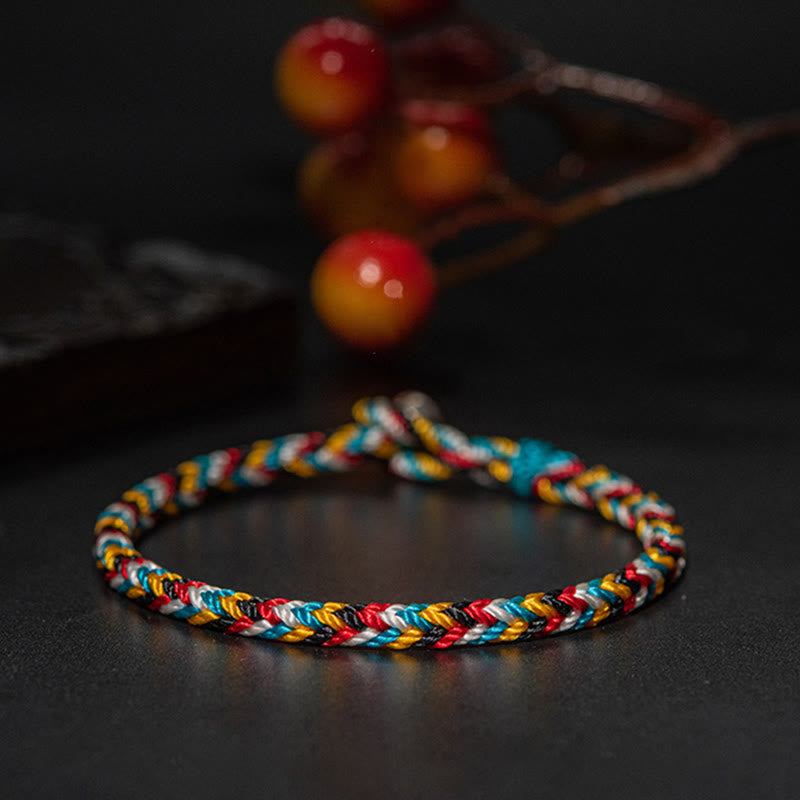 Buddha Stones Tibet Handmade Five Color Thread Protection Braid String Bracelet - image 9