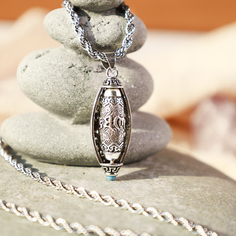 Buddha Stones Tibet Om Mani Padme Hum Protection Necklace Rotatable Pendant - image 3