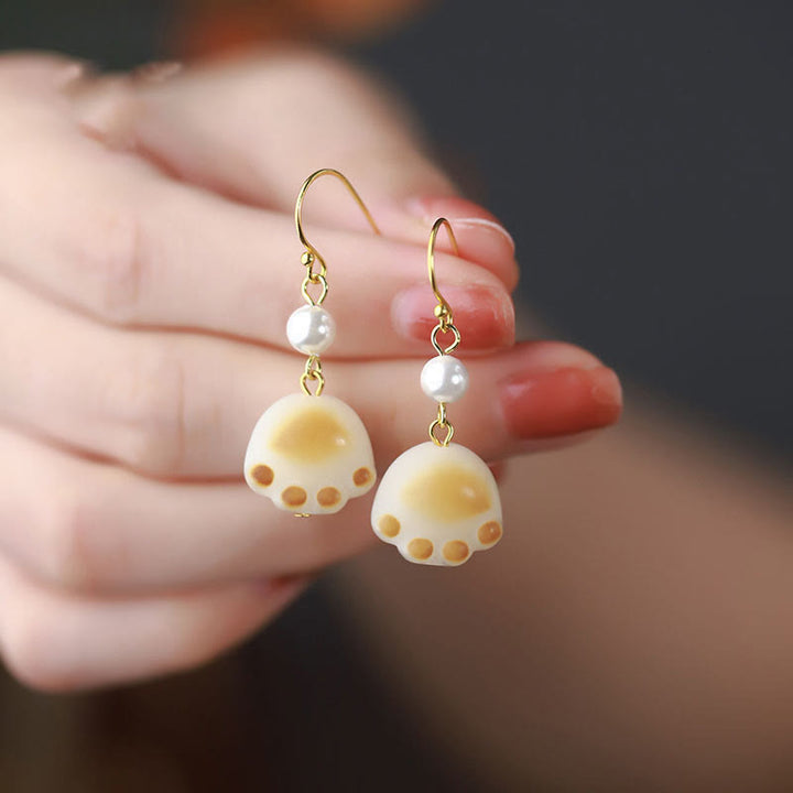 Bodhi Seed Lovely Cat Paw Claw Peace Dangle Drop Earrings - Bodhi Seed (Wisdomâ„Keep away evil spirits) - image 1