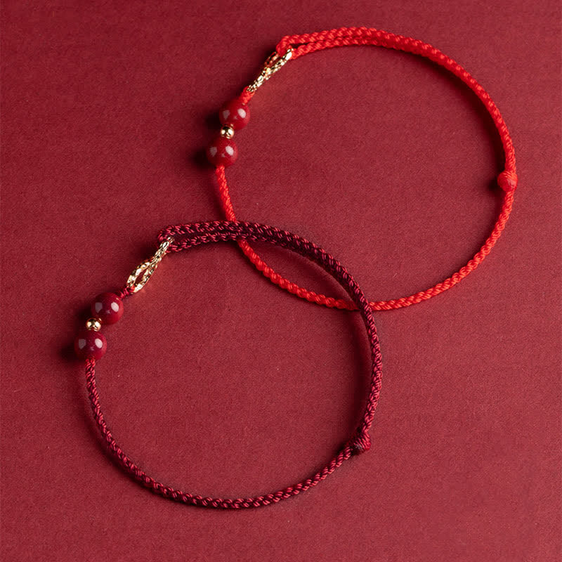 Buddha Stones Cinnabar Blessing Red String Golden Infinity Symbol Bracelet Anklet - image 10