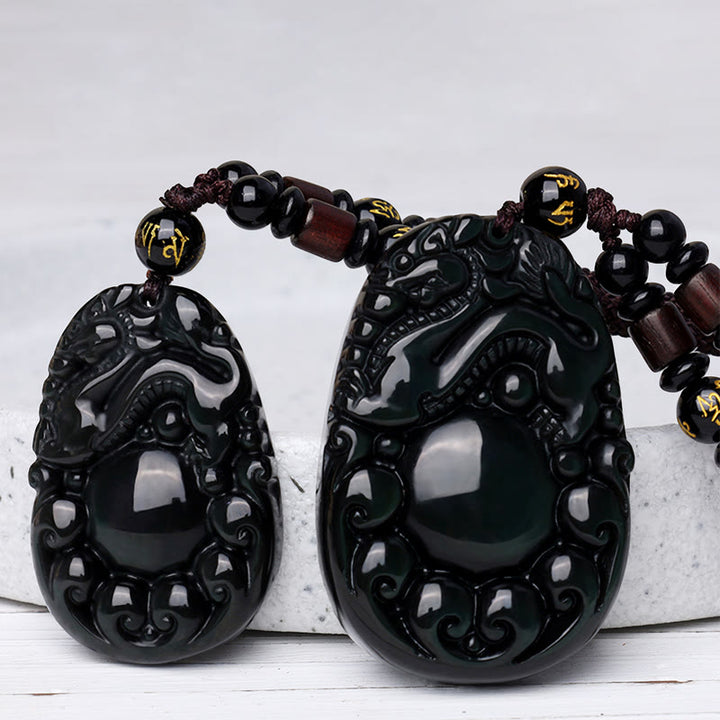 Buddha Stones Tibetan Positive Rainbow Obsidian PiXiu Necklace - image 7