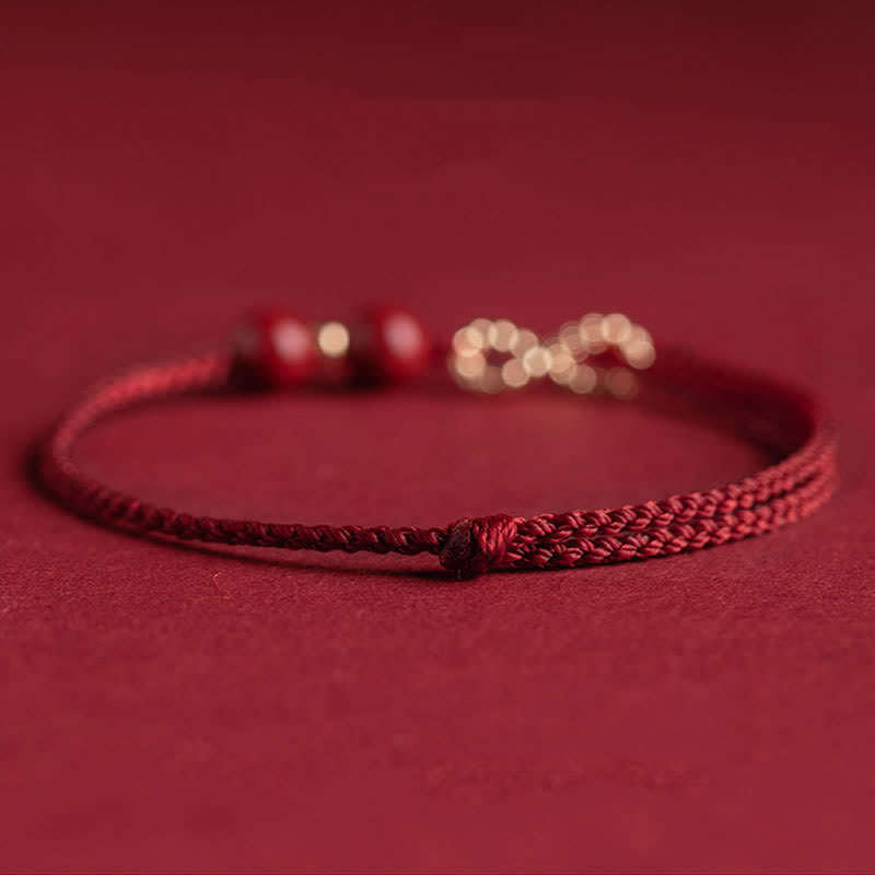 Buddha Stones Cinnabar Blessing Red String Golden Infinity Symbol Bracelet Anklet - image 7
