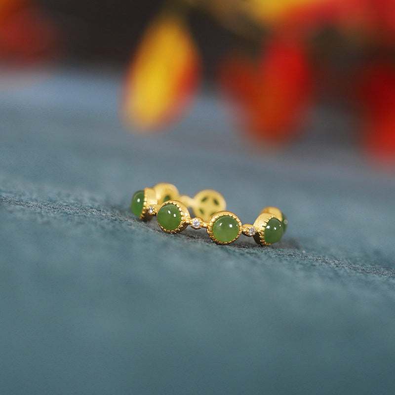 Buddha Stones Cyan Jade Healing Calm Adjustable Ring - image 9