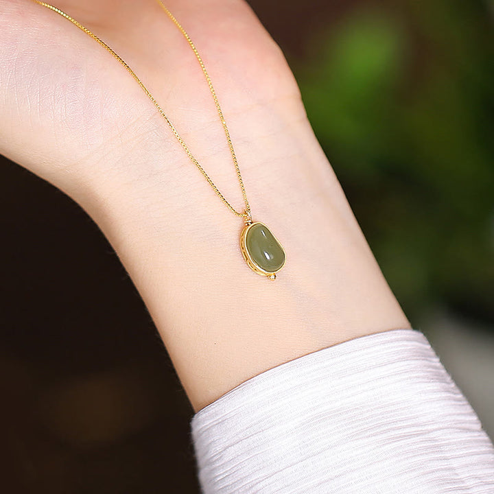 925 Sterling Silver Natural Hetian Jade Cyan Jade Luck Laughing Buddha Butterfly Necklace Pendant - Love Bean - image 21