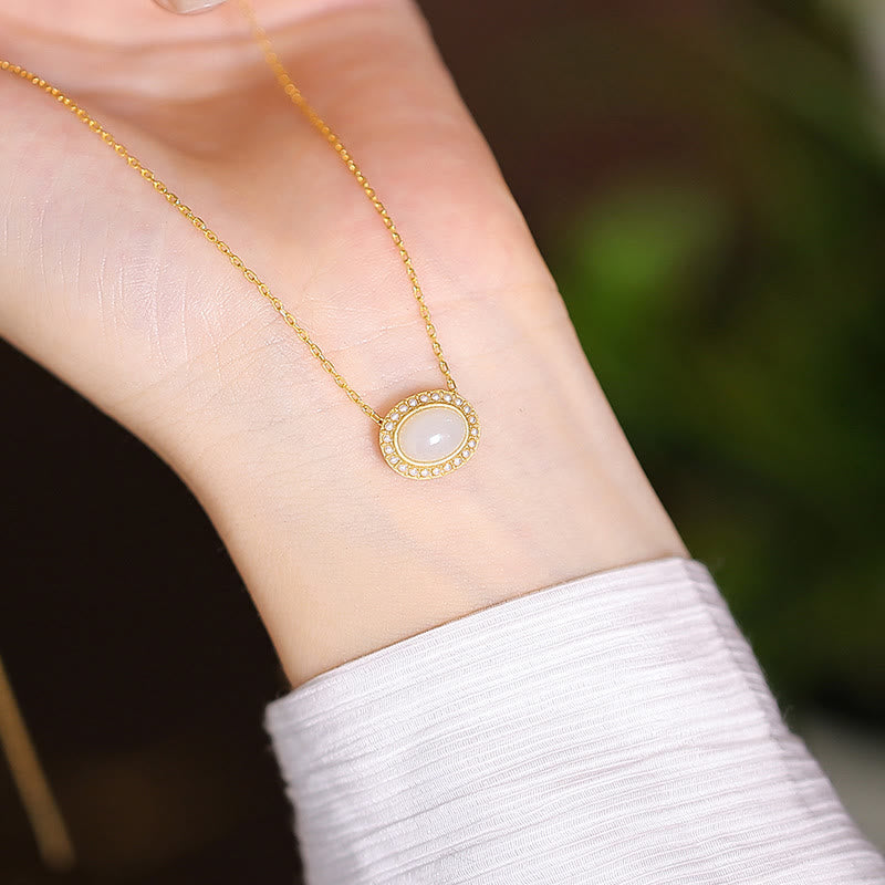 925 Sterling Silver Natural Hetian Jade Cyan Jade Luck Laughing Buddha Butterfly Necklace Pendant - Round White Jade - image 31