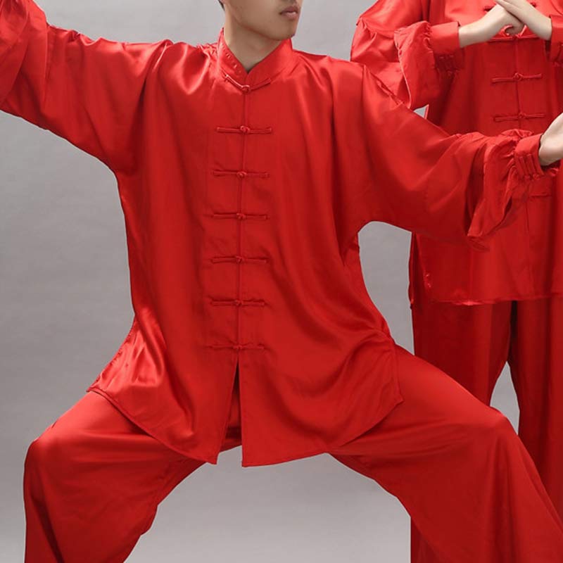 Simple Pattern Meditation Prayer Spiritual Zen Tai Chi Qigong Practice Unisex Clothing Set - Red - 2XL-FIT FOR US/UK/AU/EU-XL - image 19