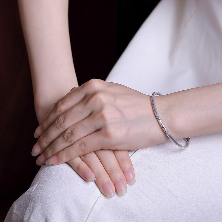 Buddha Stones Tibetan 999 Sterling Silver Om Mani Padme Hum Love Bracelet Bangle - image 4