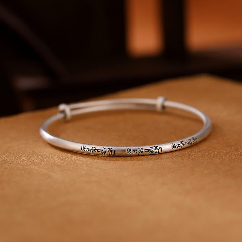 Buddha Stones Tibetan 999 Sterling Silver Om Mani Padme Hum Love Bracelet Bangle - image 2