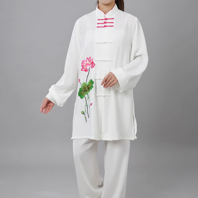 Lotus Flower Leaf Pattern Tai Chi Meditation Prayer Spiritual Zen Practice Clothing Women's Set - US12,UK/AU16,EU44 (3XL) - image 1
