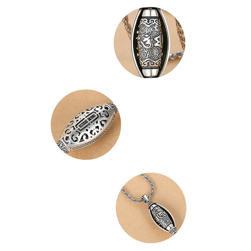 Buddha Stones Tibet Om Mani Padme Hum Protection Necklace Rotatable Pendant - image 7