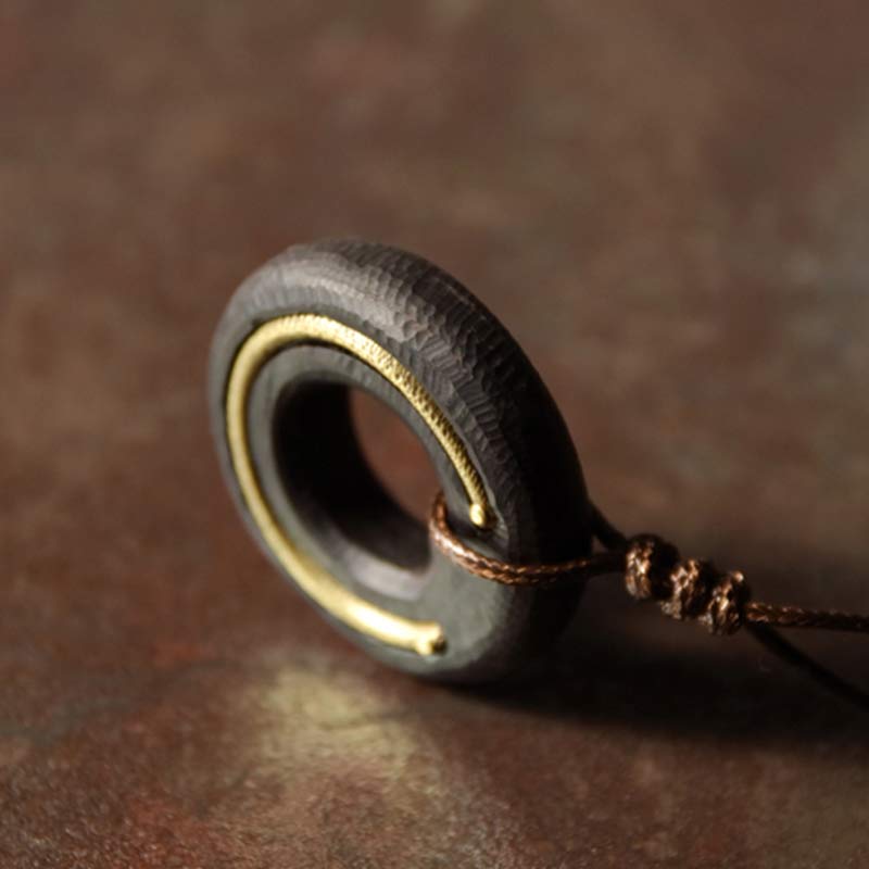 Buddha Stones Zen Circle Ebony Wood Peace Calm Necklace Pendant - image 10
