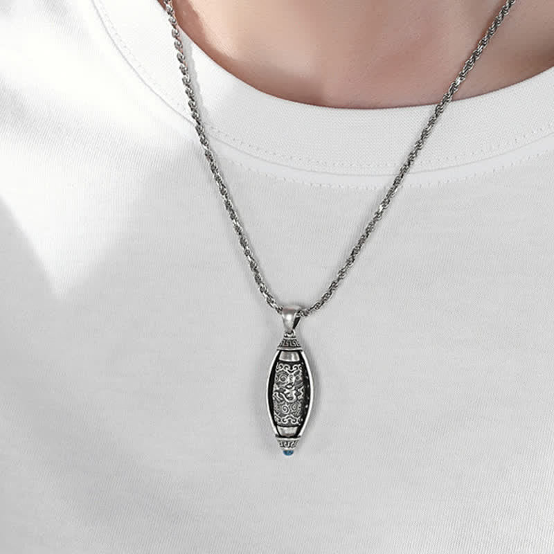 Buddha Stones Tibet Om Mani Padme Hum Protection Necklace Rotatable Pendant - image 4