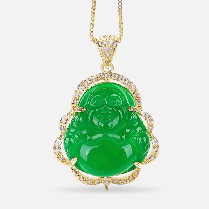 Buddha Stones Good Luck Laughing Buddha Necklace - image 1