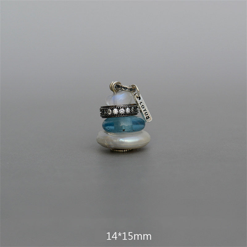 Buddha Stones Zen Cairn Labradorite Various Crystals Calm Pendant Necklace - Moonstone&Teal Glass Bead&Pearl Pendant 14*15mm - image 24