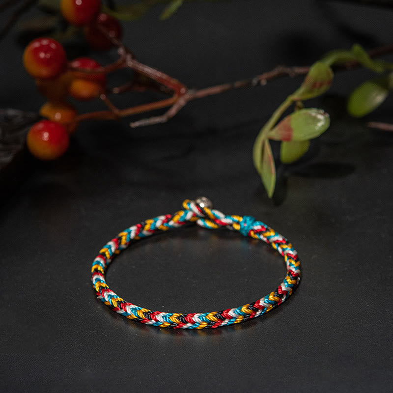 Buddha Stones Tibet Handmade Five Color Thread Protection Braid String Bracelet - image 8
