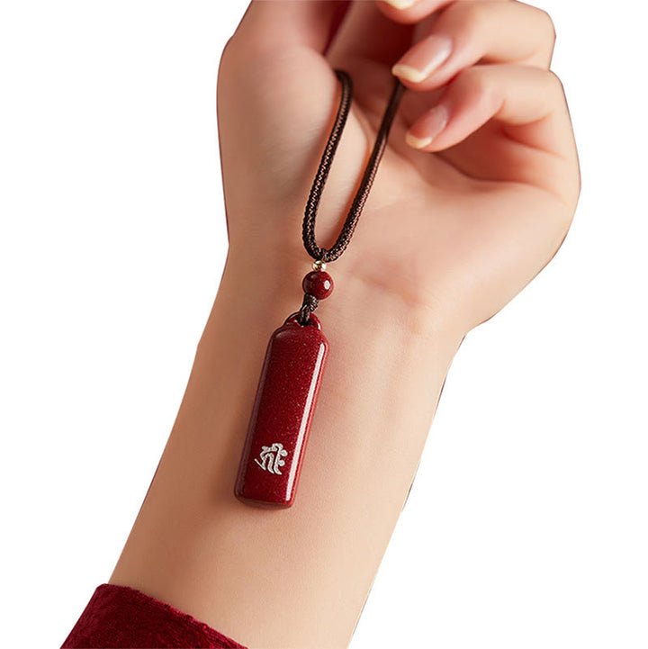 Chinese Zodiac Natal Buddha Cinnabar Amulet Protection String Necklace Pendant - image 10