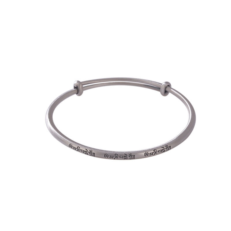 Buddha Stones Tibetan 999 Sterling Silver Om Mani Padme Hum Love Bracelet Bangle - image 7