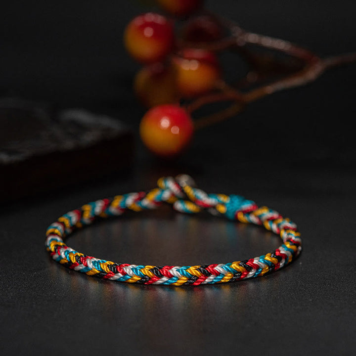 Buddha Stones Tibet Handmade Five Color Thread Protection Braid String Bracelet - image 6