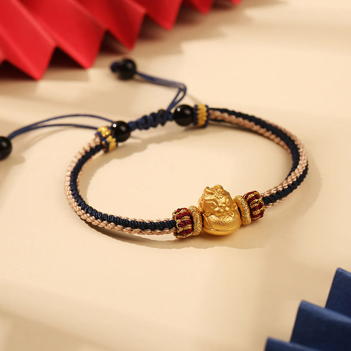 Buddha Stones 925 Sterling Silver Baby Dragon Luck Strength Handmade Braided Bracelet