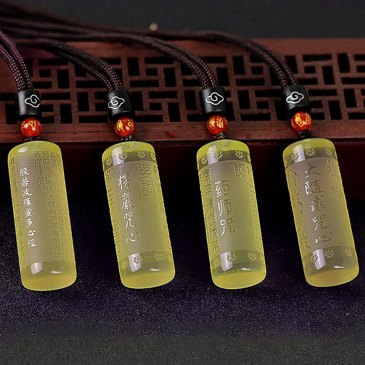 Heart Sutra Citrine Happiness Strength Necklace Pendant