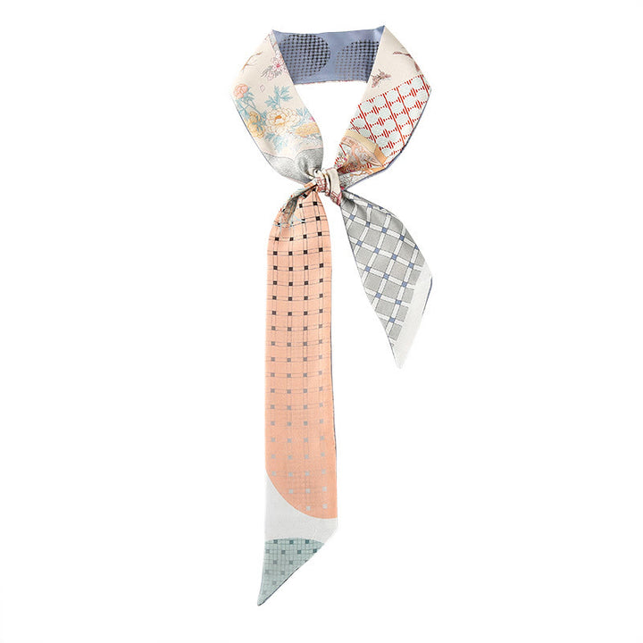 Buddha Stones Dunhuang Frescoes Mountains Sunset Floral Pattern 100% Mulberry Twilly Silk Neck Hair Scarf