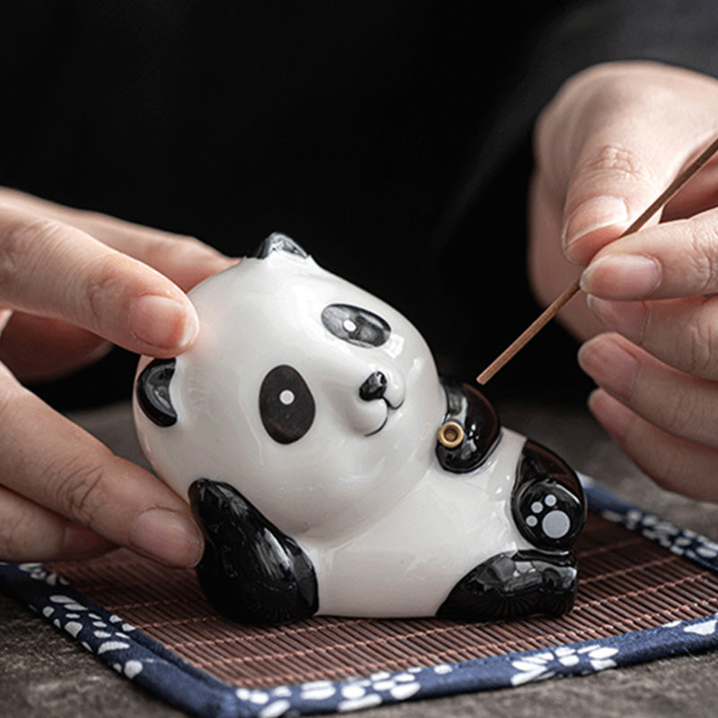 Lovely Cat Panda Ceramic Blessing Incense Burner Decoration - image 17