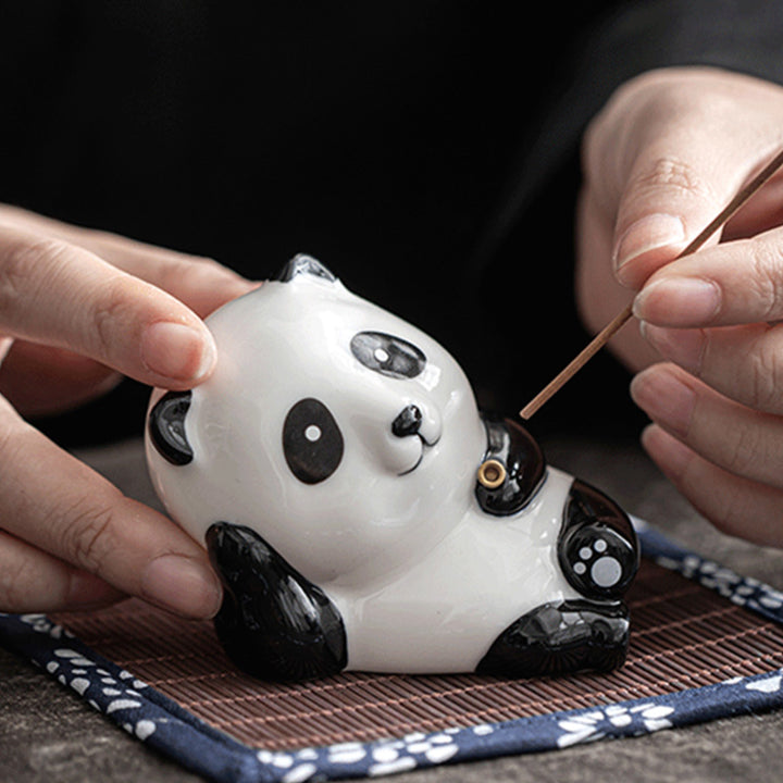 Lovely Cat Panda Ceramic Blessing Incense Burner Decoration - image 17