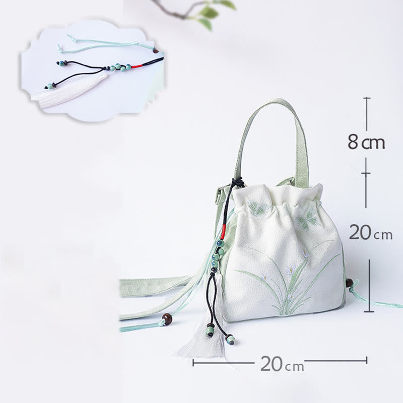 Buddha Stones Handmade Embroidered Flowers Canvas Tote Shoulder Bag Handbag - image 19