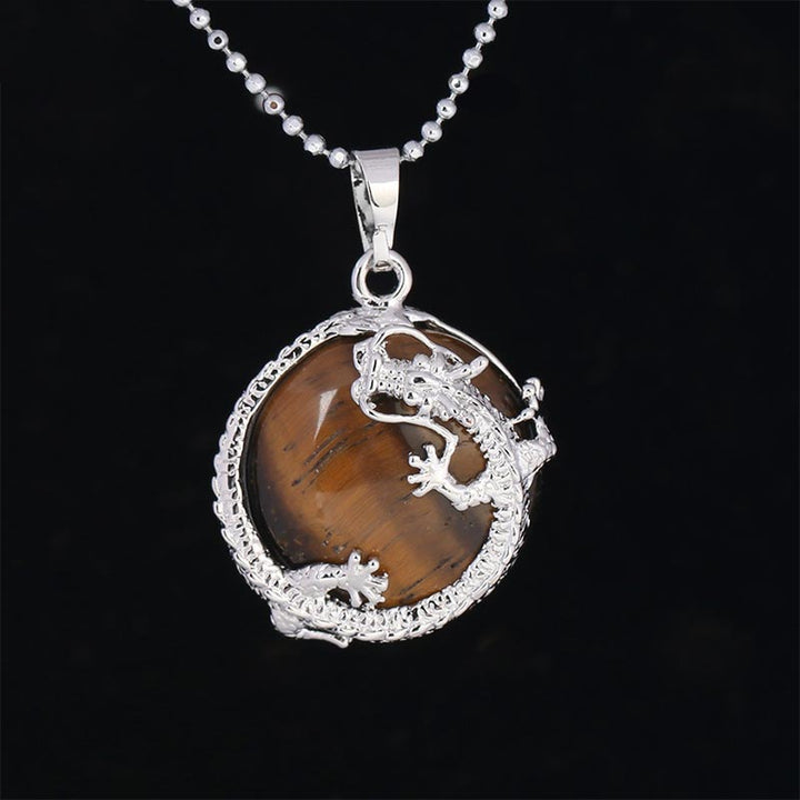 Buddha Stones Chinese Dragon Natural Quartz Crystal Healing Energy Necklace Pendant - Tiger Eye - image 20