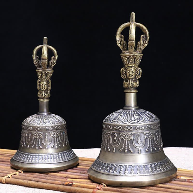 Tibetan Meditation Bell and Vajra Dorje Copper Enlightenment Decoration Set - image 7