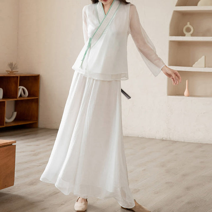Retro Prayer Zen Spiritual Meditation Practice Chiffon Clothing Women's Set - image 15