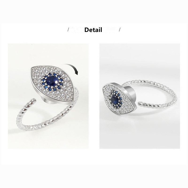 925 Sterling Silver Evil Eye Protection Blessing Rotatable Ring - image 6
