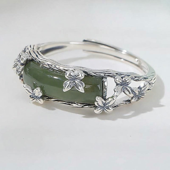 Buddha Stones Chinese Inspired Jade Butterfly Protection and Love Ring - image 2