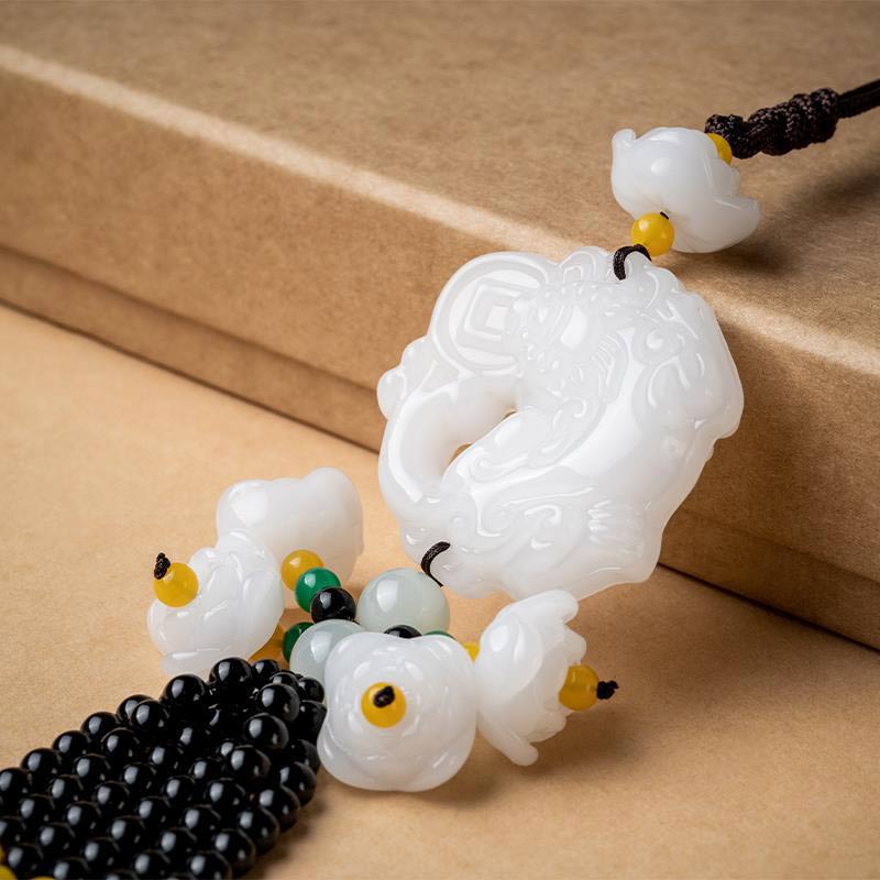 Buddha Stones FengShui Jade PiXiu Blessing Car Pendant Decoration - image 4
