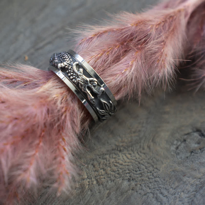 Buddha Stones Dragon Titanium Steel Stimulation Rotatable Ring - image 18