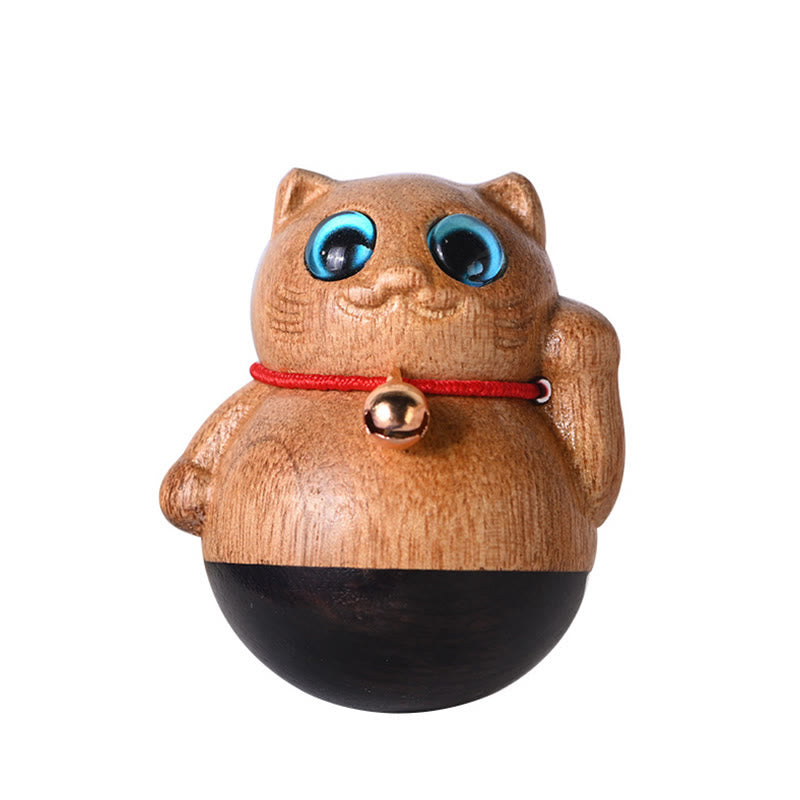 Buddha Stones Mini Lucky Cat Kitten Phoebe Zhennan Wood Blessing Decoration - image 23