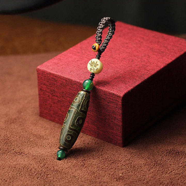 Buddha Stones Tibetan Nine-Eye Dzi Bead Wealth Decoration - Green - image 4