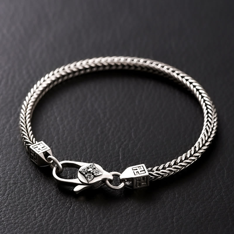 Buddha Stones Tibetan Double Dorje Vajra Swastika Spiritual Power Chain Bracelet - Bracelet Size 22cm fit for Wrist Circumference 20cm - image 0