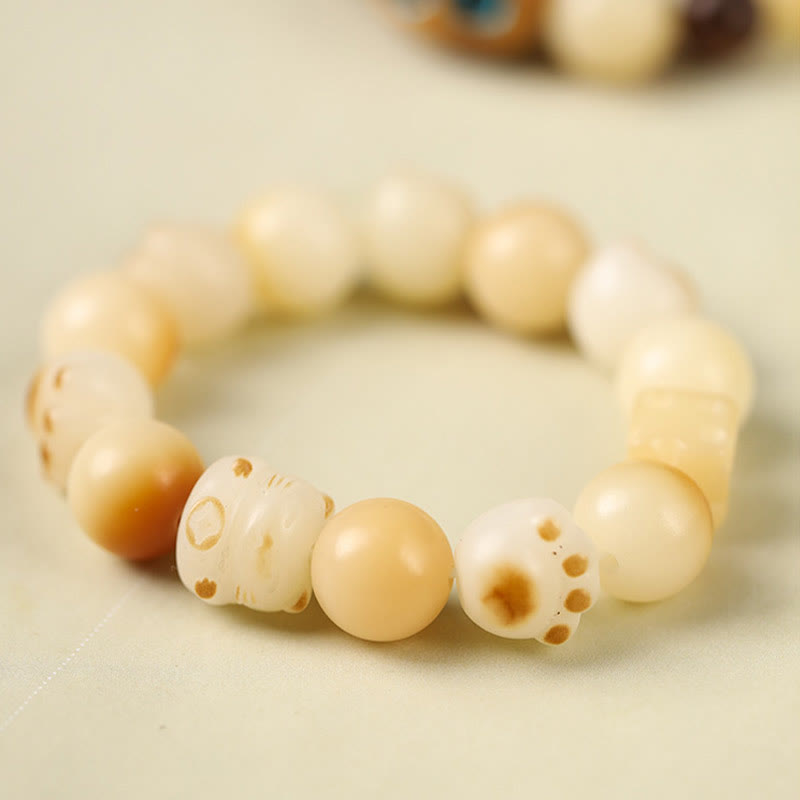 Buddha Stones Natural Bodhi Seed Sandalwood Lucky Cute Cat Head Paw Claw Peace Bracelet - image 16
