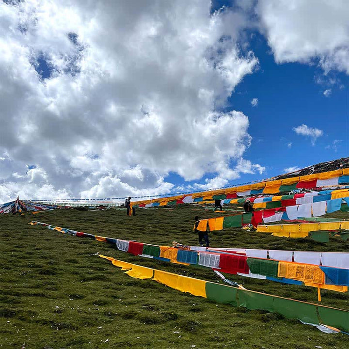 Buddha Stones Tibetan 5 Colors Silk Windhorse Auspicious Outdoor 25 Pcs Prayer Flag