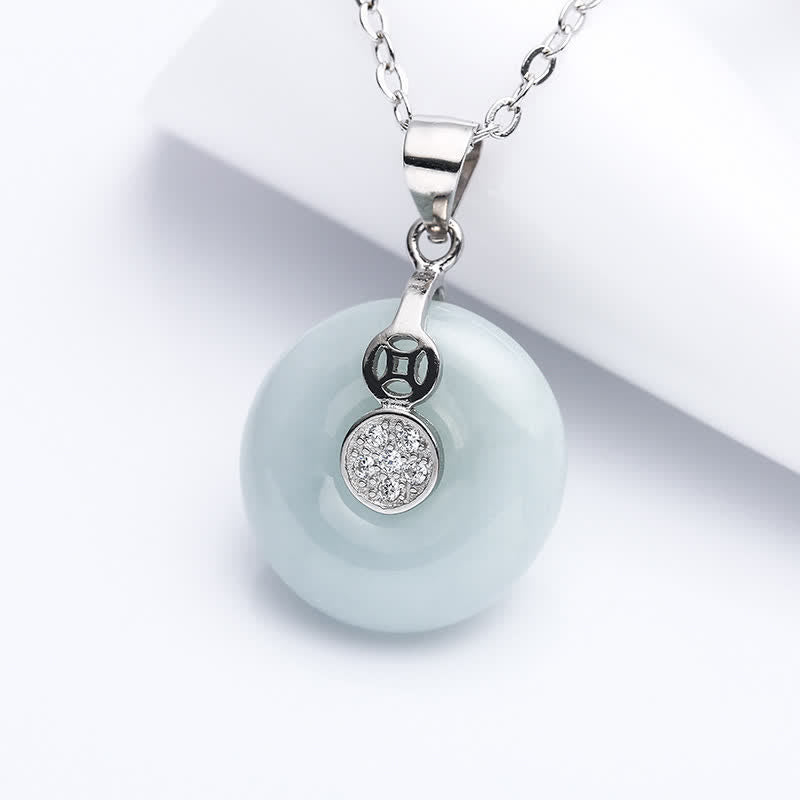925 Sterling Silver Peace Buckle Jade Coin Luck Necklace Pendant - Jade(Prosperity♥Abundance) - image 0