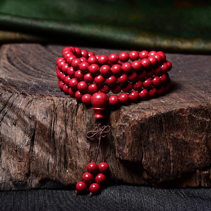 Buddha Stones 108 Mala Beads Cinnabar Om Mani Padme Hum Pattern Engraved Blessing Bracelet - image 19