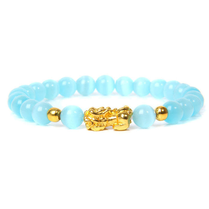 Buddha Stones FengShui Lucky Pixiu Obsidian Wealth Bracelet - Blue Cat's Eye(Wrist Circumference: 15-16cm) - image 4
