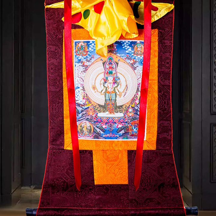 Tibetan Thousand-handed Avalokitesvara Framed Thangka Blessing Decoration